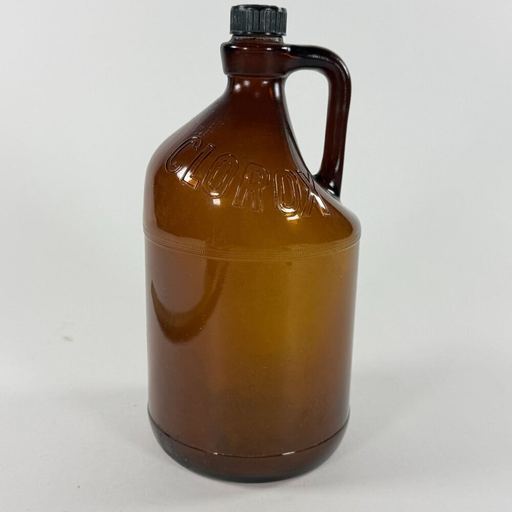 Vintage Clorox Gallon Bottle Jug Brown Amber w/Lid